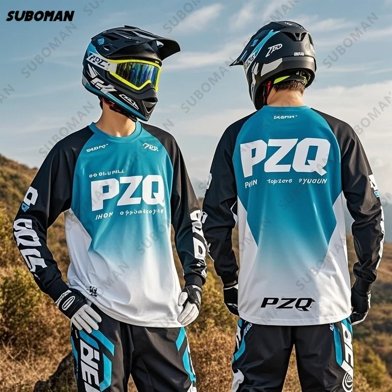Nueva moda PZQ Racing jersey camisetas para descensos camisetas de manga larga para bicicleta todoterreno DH motocicleta Motocross ropa deportiva Jersey de ciclismo