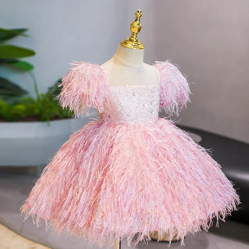 Vestido para niñas de 1 a 10 años, vestido rosa de lentejuelas para boda, vestido de Año Nuevo, vestido Formal de fiesta de princesa para desfile, vestido para niños adolescentes