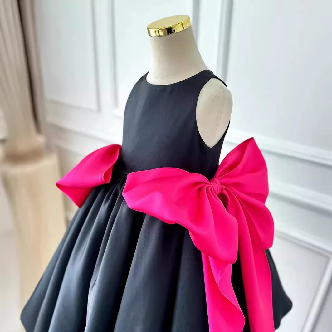 Luxury Big bow girl dress fluffy grand event dress baby girl birthday party princess dress childrens formal occasion dress