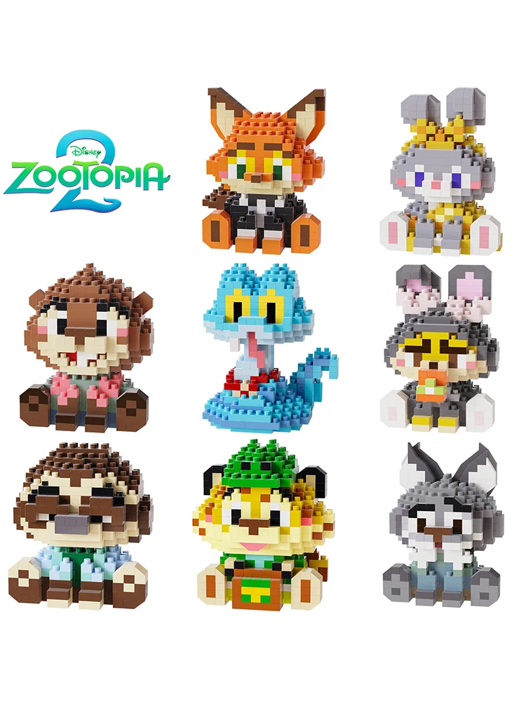 Disney Zootopia Bausteine ​​Judy Hopps Nick Wilde Figur Zootropolis Blöcke Cartoon Charakter Modell Spielzeug für Kinder Geschenke