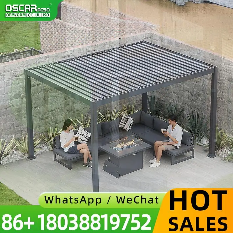 6063 Aluminum Powder Coated Bioclimatic Smart Gazebo with Rain Sensor and Intelligent Retractable Roof Ideal for Backyards Patio