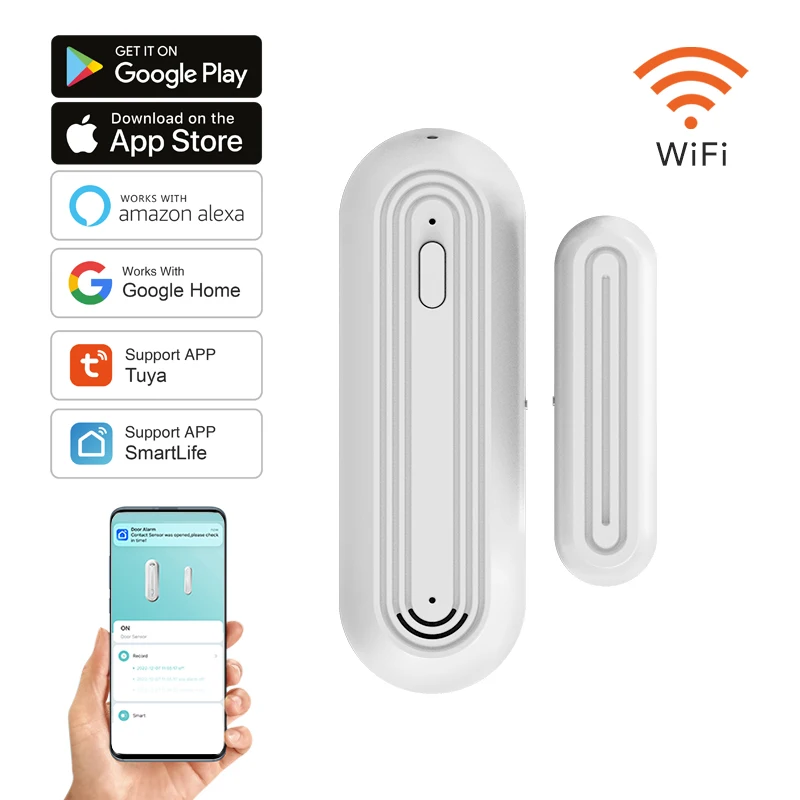 

Tuya Smart WiFi Door Window Alarm Sensor Smart Home Open Closed Detectors Wifi Home Alarm Compatible With Alexa Google Home
