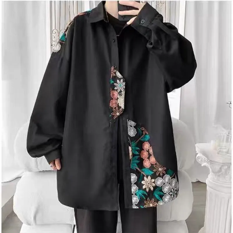 2024 Spring Autumn Elegant Fashion Harajuku Slim Fit Ropa Hombre Loose Casual All Match Outerwear Square Neck Long Sleeve Blusa