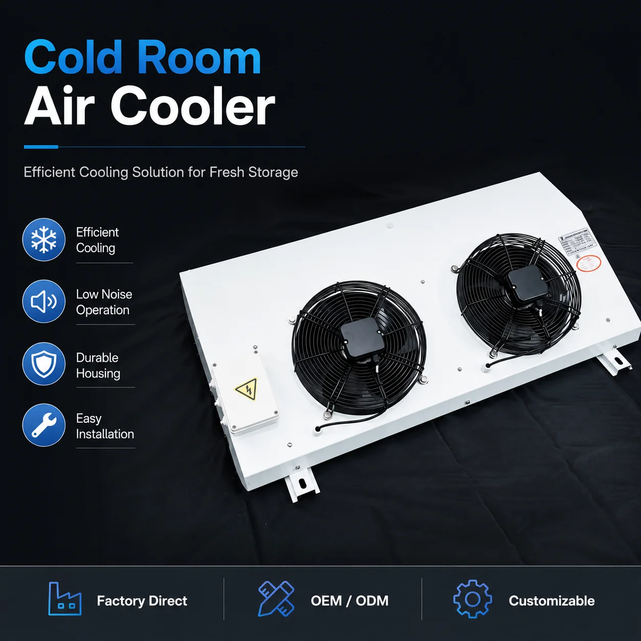 Clevier Water Defrost Cold Room Unit Cooler 220V 380V Customized Evaporator for Medium Large Cold Storage R404A/R507 Refrigerant