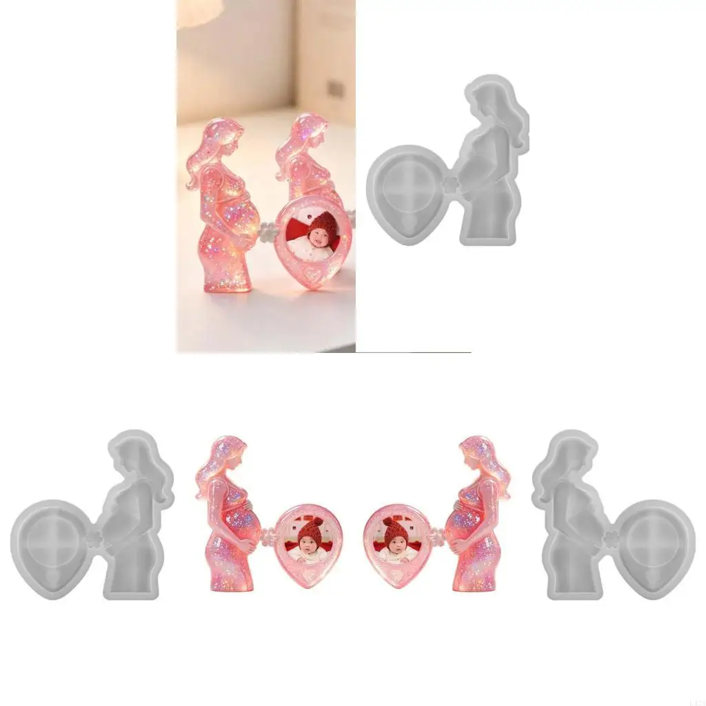 L43A Mother Child Standee Silicone Mold For Making Decorative Photo Frame Home Decoration Heartwarming Gift Resin Casting