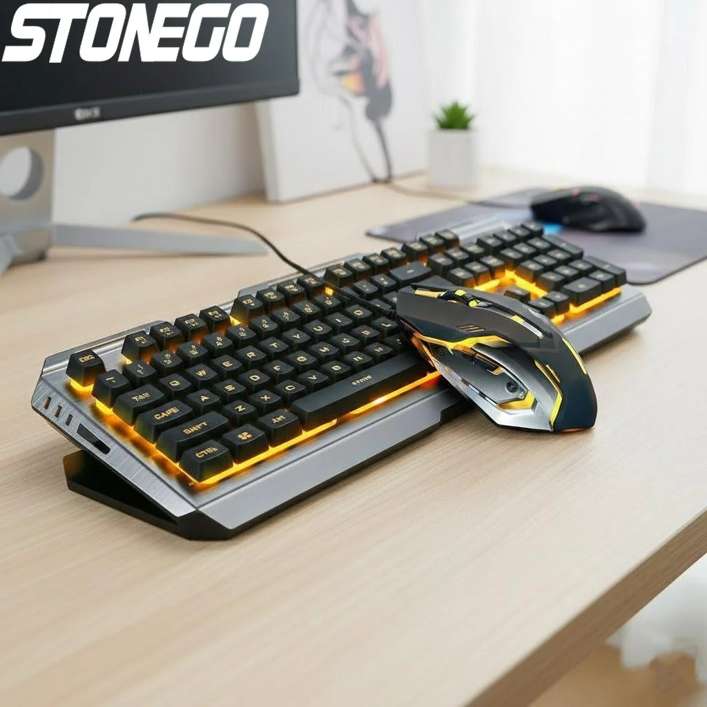 USB Wired Mechanical Keyboard and Mouse Combo for PC Laptop Computer Gaming Ergonomic Design High Performance