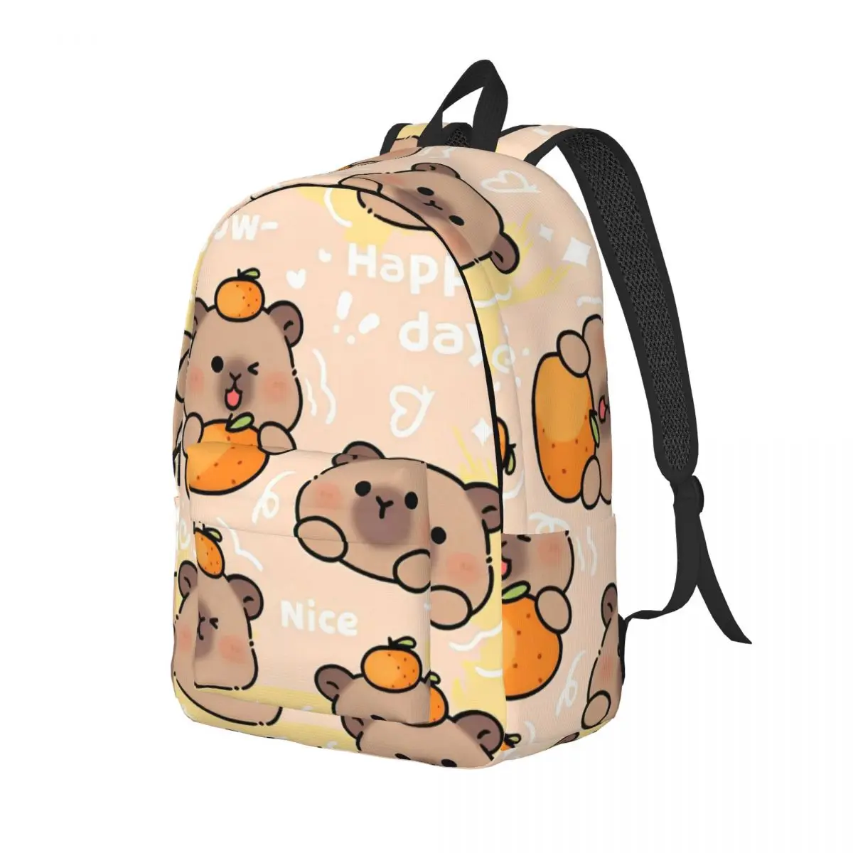 Kawaii capivara dos desenhos animados bonito mochila para menino menina crianças estudante escola bookbag lona daypack pré-escolar saco primário durável