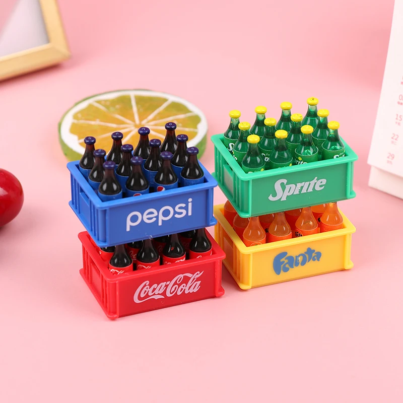 Juego de Mini muñecas de Cola, leche, jugo de naranja, encanto para 1/12, casa de muñecas, tienda, juguetes de simulación Diy