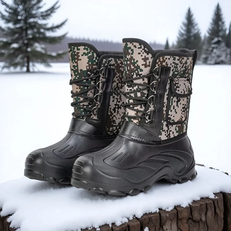 Sepatu bot salju musim dingin pria sepatu memancing luar ruangan sepatu hiking salju gaya baru sepatu jalan kaki luar ruangan pria sepatu memancing sepatu bot pria