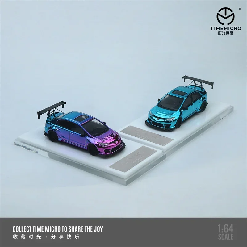 Time Micro 1:64 Civic Electroplated blue / purple blue - ordinary Limited999 Diecast Model Car