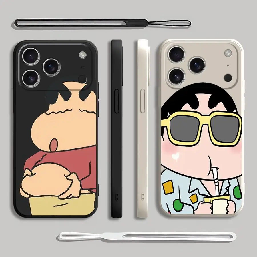 Niedliche Crayon Shin-chan Hülle für Apple iPhone 17 Pro Max 12 Plus 16 XS XR 15 7 8 Air 13 Mini 11 Handyhülle