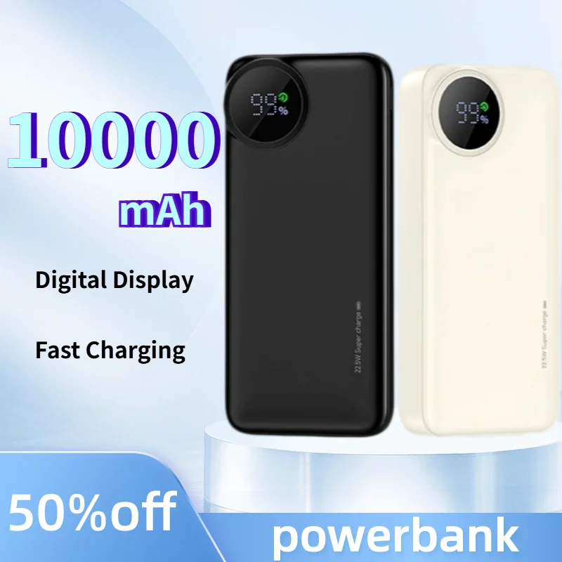 Power Bank 10000mAh 22.5W PD20W Fast Charging Digital Display External battery Portable Powerbank For iPhone Huawei Xiaomi