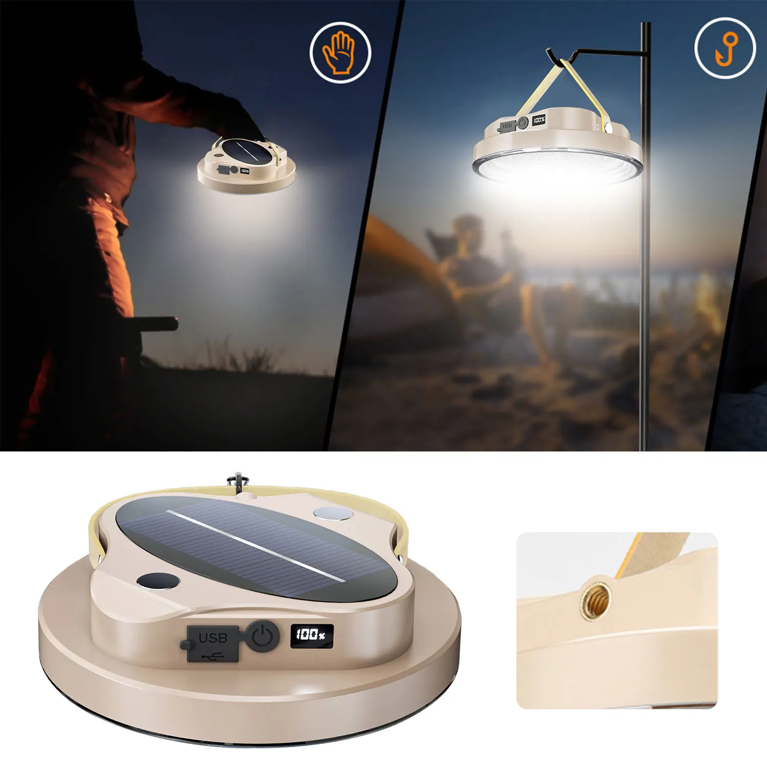 5200MAH Rechargeable Powerful Light Camping Lantern with Magnet Strong Light Portable Flashlight Tent Lamp Work LED