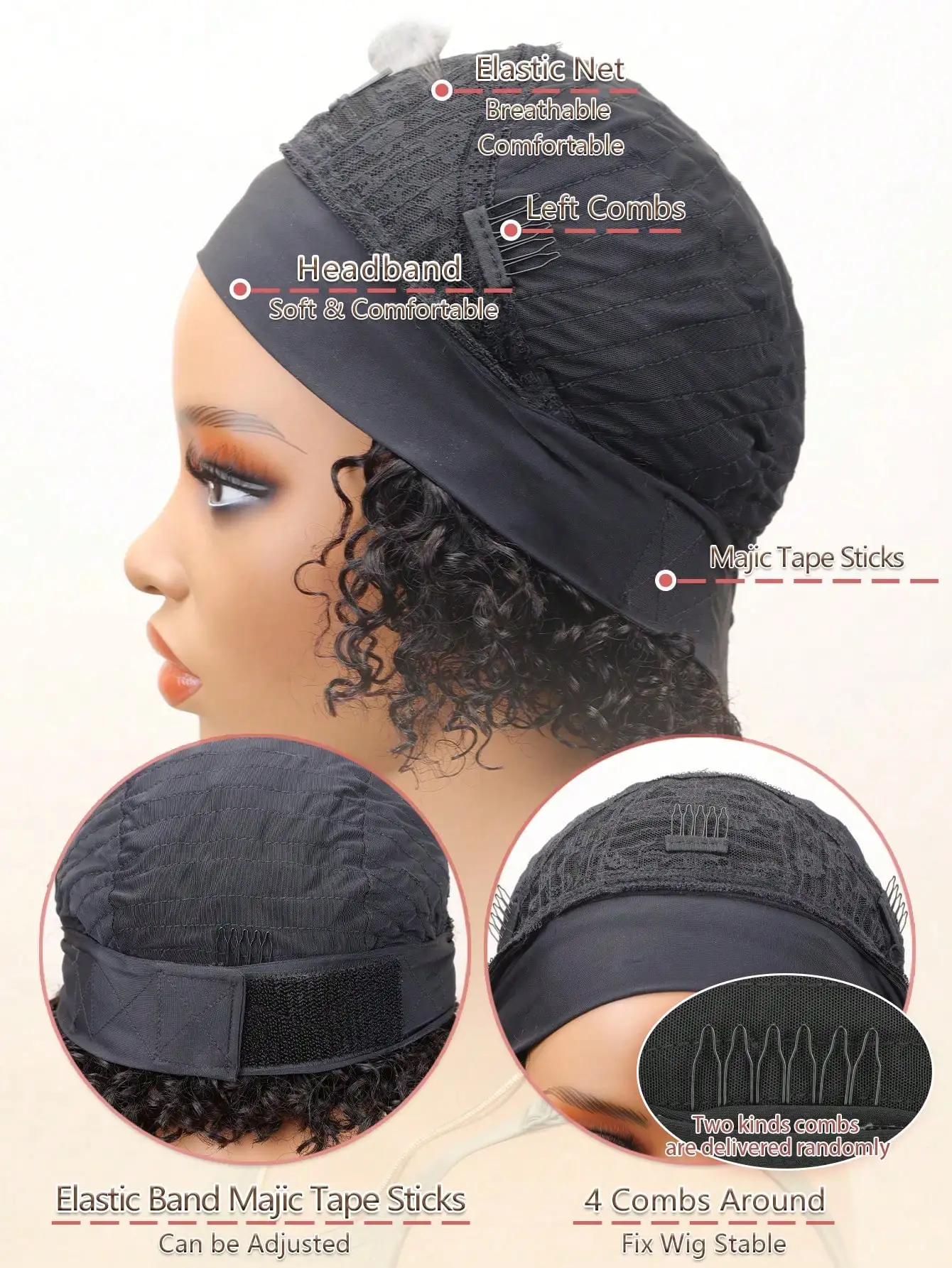 ショートカーリーボブウィッグヘッドバンドウィッグ人毛女性のための 150 密度カーリーウィッグブラジル人毛ウィッグフルマシンメイドハーフウィッグ