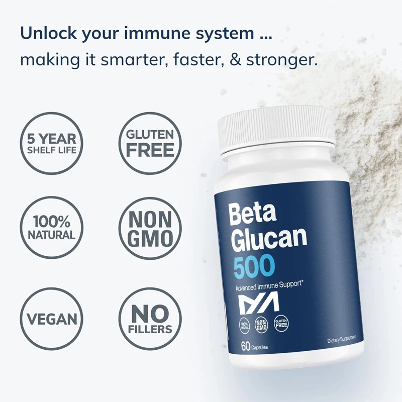 

Advanced immune support supplement, containing highly pure β - glucan - immune system booster -500mg 60 capsules