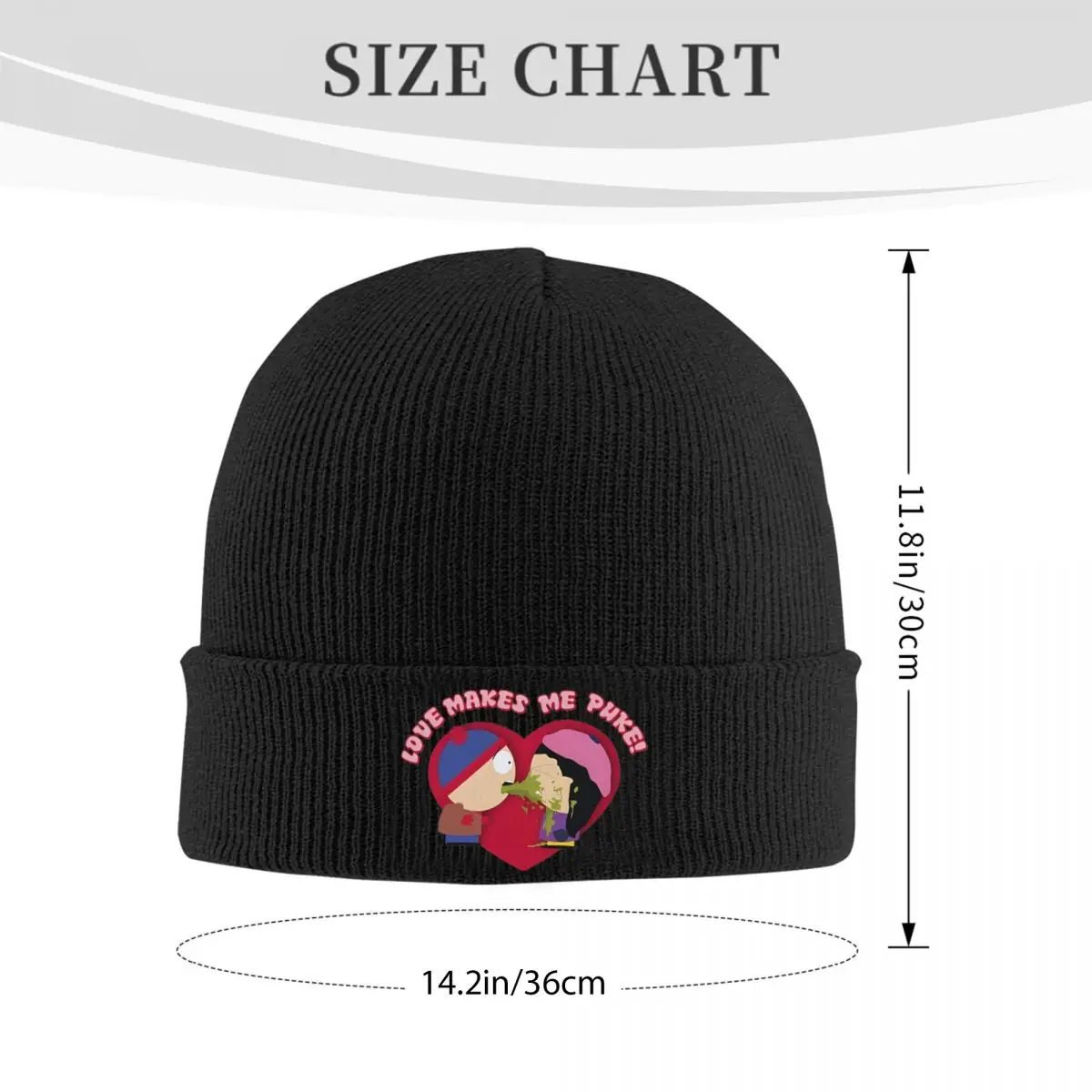 SOUTHS Cartoon PARKS LOVE MAKES ME PUKE Beanie Hats Bonnet Hats Men Women Retro Kpop Skullies Beanies Autumn Graphic Elastic Cap