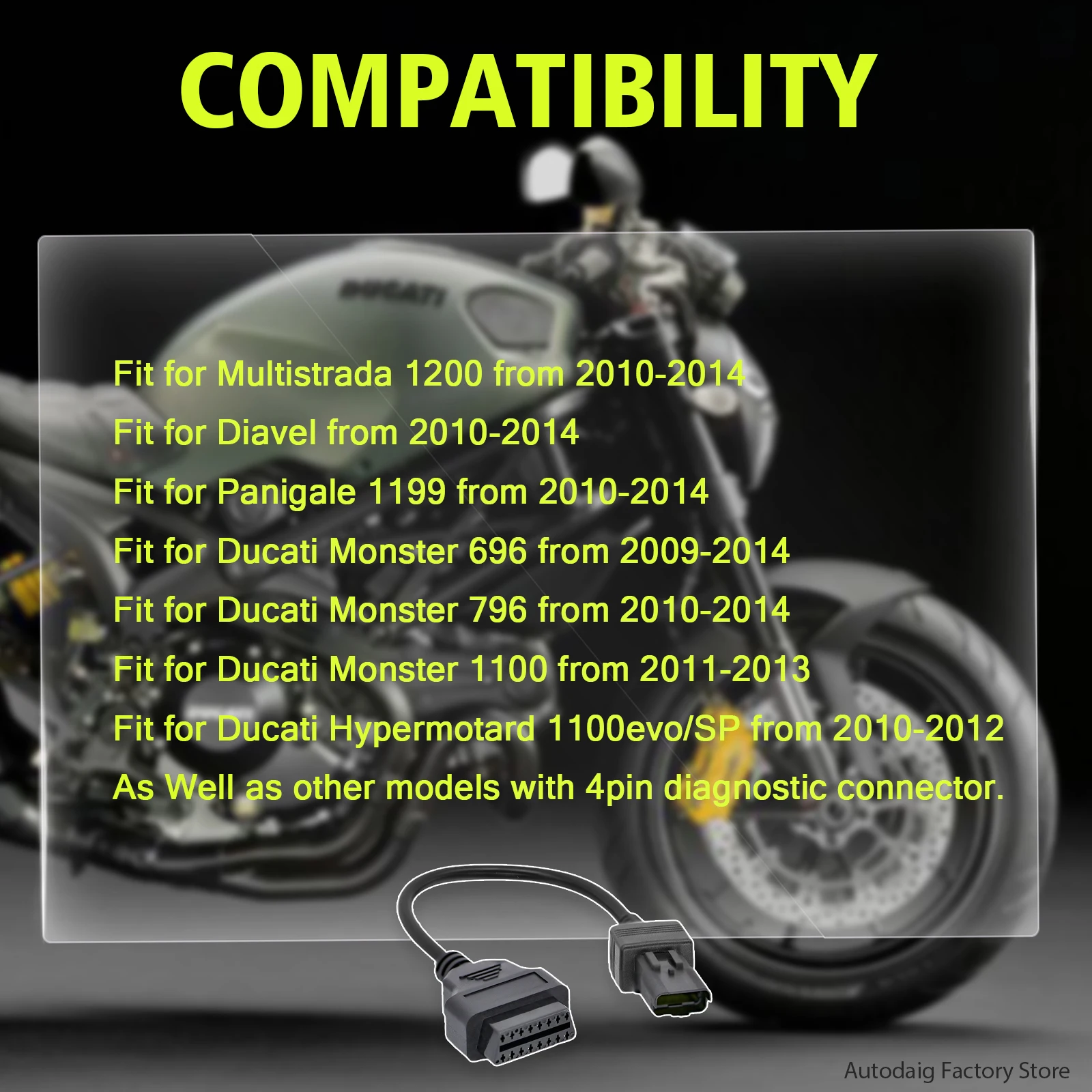 Cable de diagnóstico de motocicleta OBDII para BMW/Kawasaki/Ducati/Suzuki/KTM/Delphi/Aprillia/YAMAHA/HONDA conector de diagnóstico de motocicleta