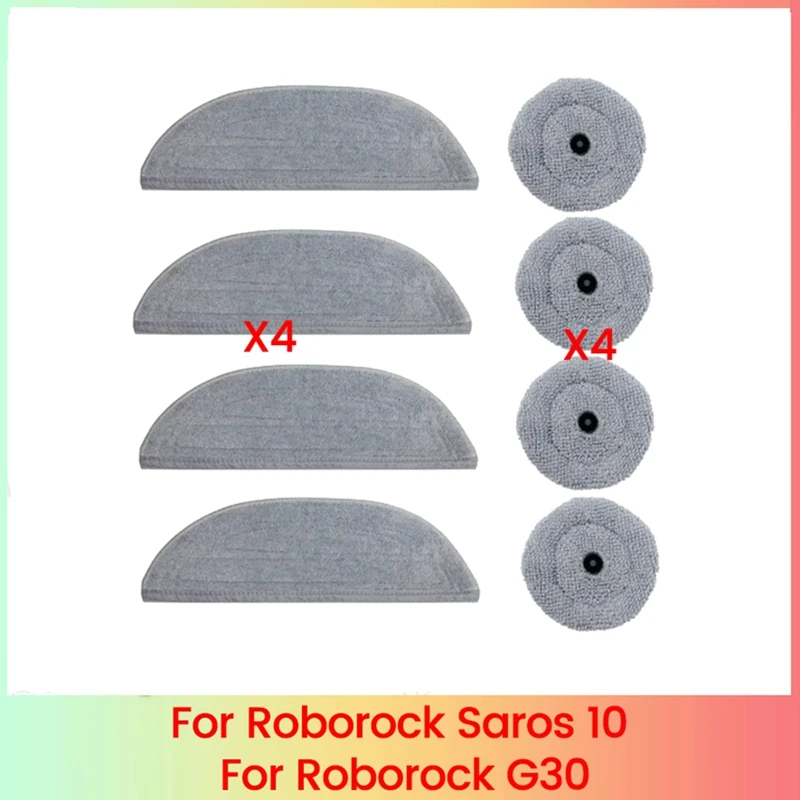 Mop Cloth Pads Replacement For Roborock Saros 10 / G30 Robot Vacuum Cleaner Reusable Washable Mopping Pad Accessories