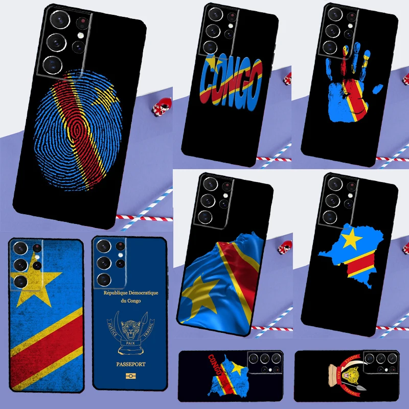 Democratic Republic of Congo Flag Phone Case For Samsung Galaxy S23 S22 S21 Ultra S20 FE Note 20 10 S8 S9 S10 Plus S10e Cover