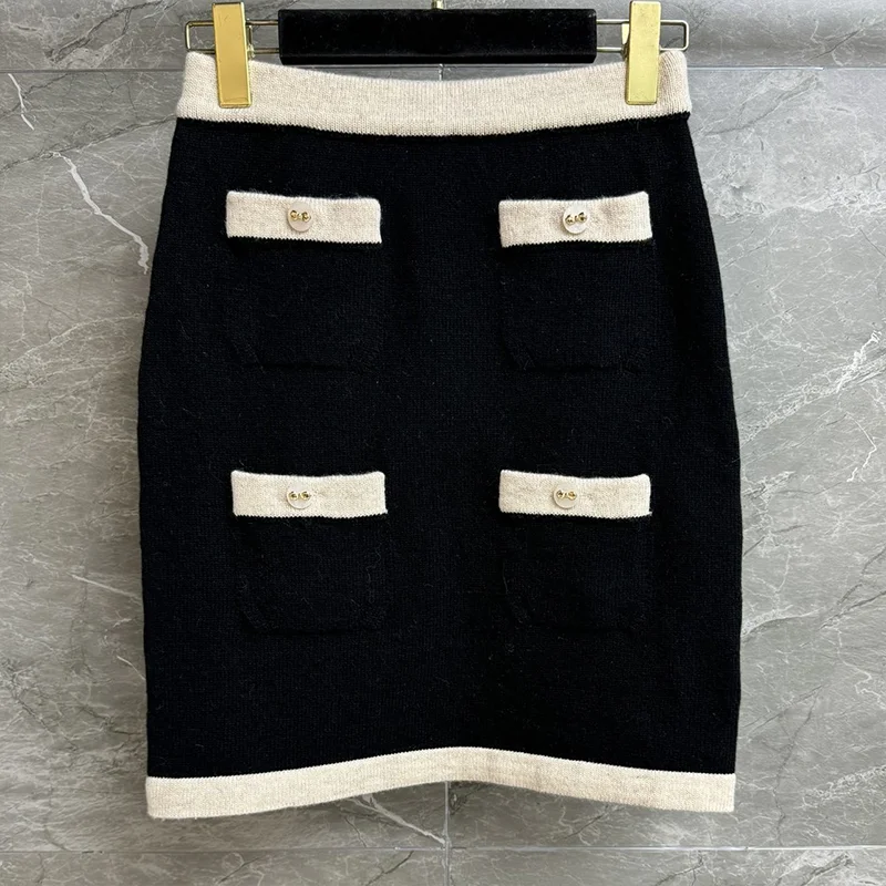 

Высококачественная женская юбка средней длины с несколькими карманами и пуговицами в форме банта, классическая 25100186.