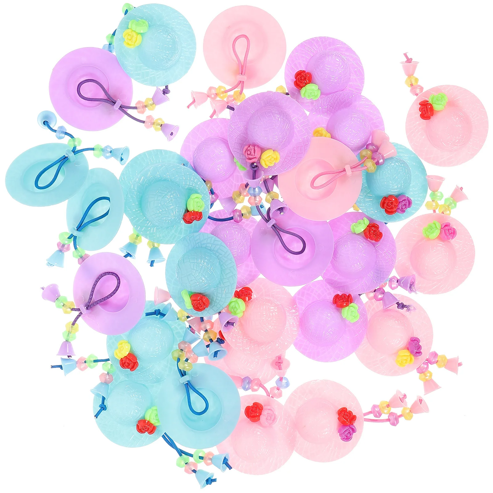 30 pièces Mini gâteau décor fille artisanat fournitures en plastique faux chapeau pour Mini maison ornement bricolage breloques enfants semblant jouer ensemble petit chapeau