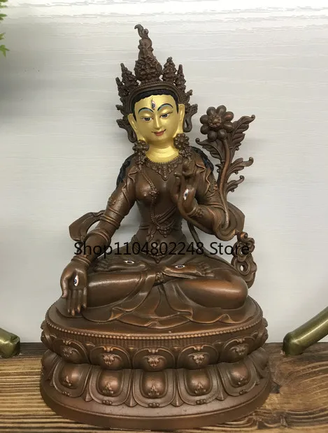15CM Tibet Face Painted White Tara Goddess Mother Buddha Copper Statue