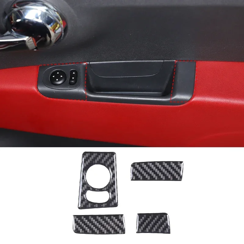 

4Pcs soft real carbon fiber For 2010-2022 Fiat 500 abarth car rearview mirror adjustment switch frame car accessories (RHD