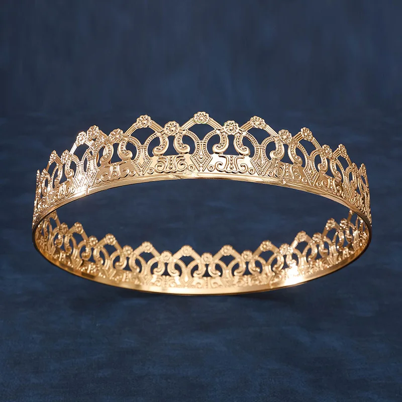 男性用ヴィンテージロイヤルキングクラウン,ラウンドメタル合金,ゴールドカラーのティアラ,ブラックボーイパーティーハット,プリンスヘアアクセサリー,バロック