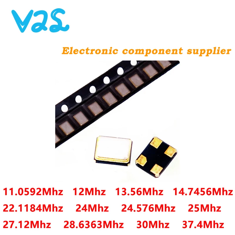 

(5pcs) 3225 11.0592 12 13.56 14.7456 22.1184 24 24.576 25 27.12 28.6363 30 37.4 Mhz SMD passive quartz crystal oscillator