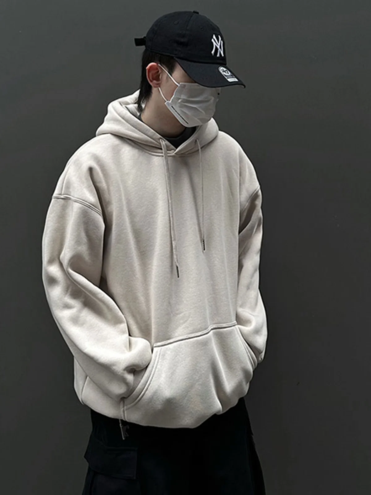 

Men's Hoodie Sweatirt Pure Color Spring Autumn Heavyweight Basic Jaet American High Street Cool Haome Men's Faion