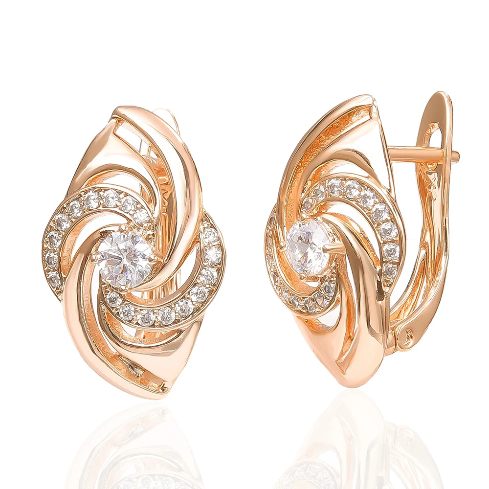 أقراط على شكل ورقة الزركون الطبيعي للنساء فضية 585 إكسسوارات مجوهرات الزفاف الذهبية الوردية #5