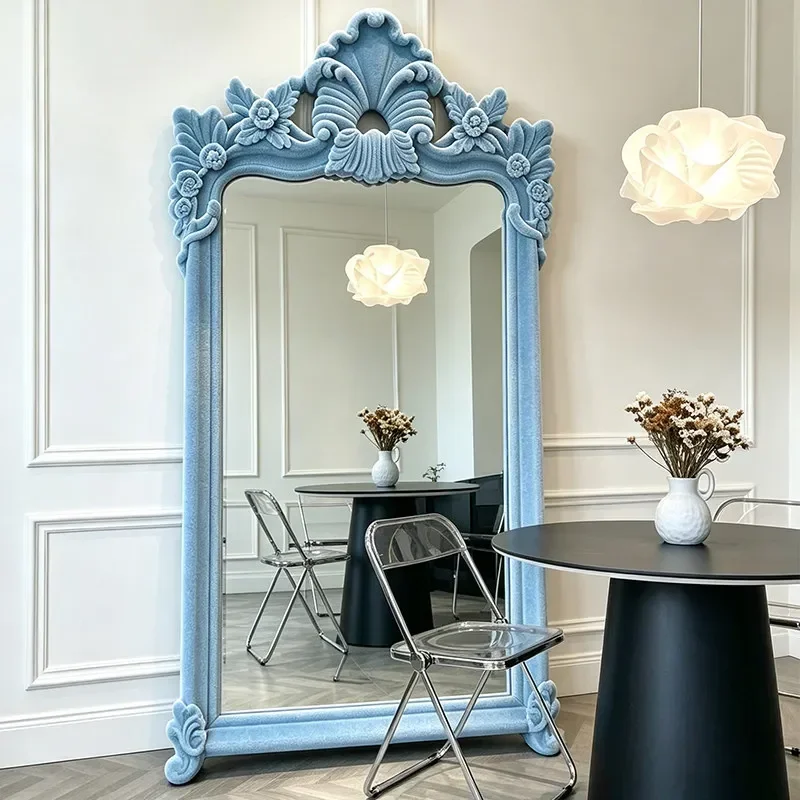 Vintage flocking carved full-length mirror clothing store fitting m
