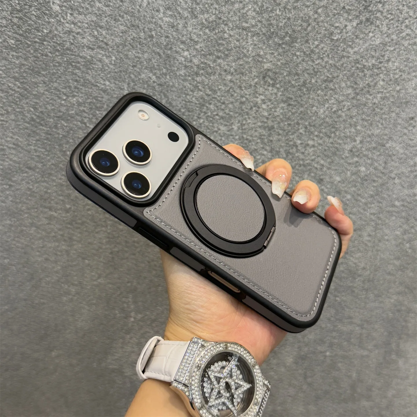 17 ProMax Wax PU Leather Magnetic Charging Phone Case For iPhone 14 15 16 Plus 17 Air 11 12 13 Pro Max 360° Rotating Stand Cover