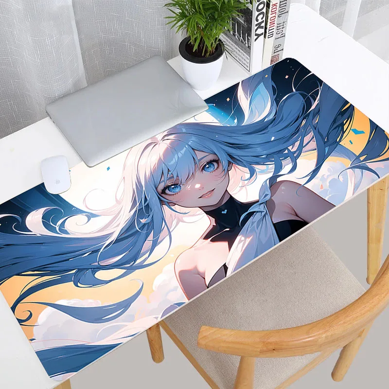 

Милые подушечки Kawaii Cloud girl, большой офисный коврик для мыши, резиновый противоскользящий настольный коврик, аксессуары для ПК, игровой коврик, клавиатура, расширяющийся коврик для мыши