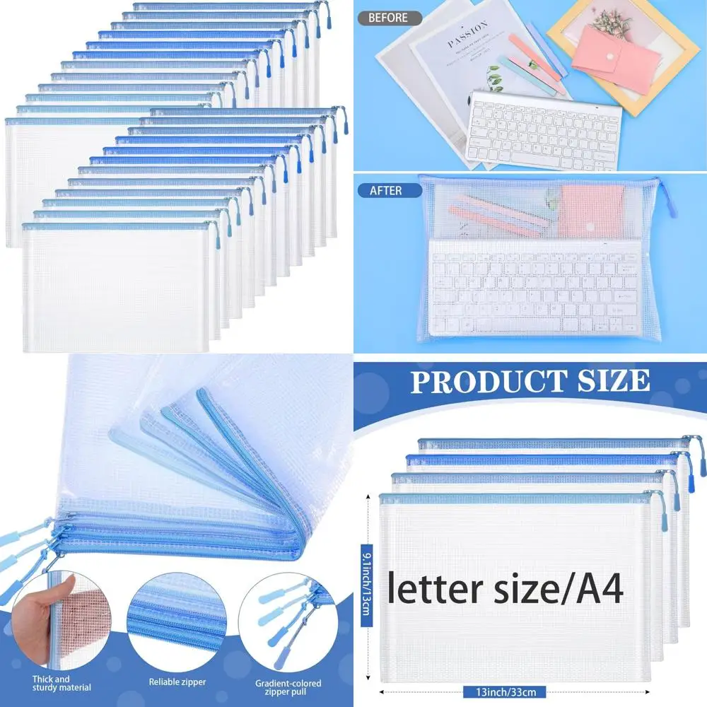confezione-da-24-sacchetti-con-cerniera-in-rete-blu-sacchetti-portaoggetti-con-cerniera-in-rete-trasparente-formato-a4-sfusi-per-l'organizzazione-dell'ufficio-scolastico
