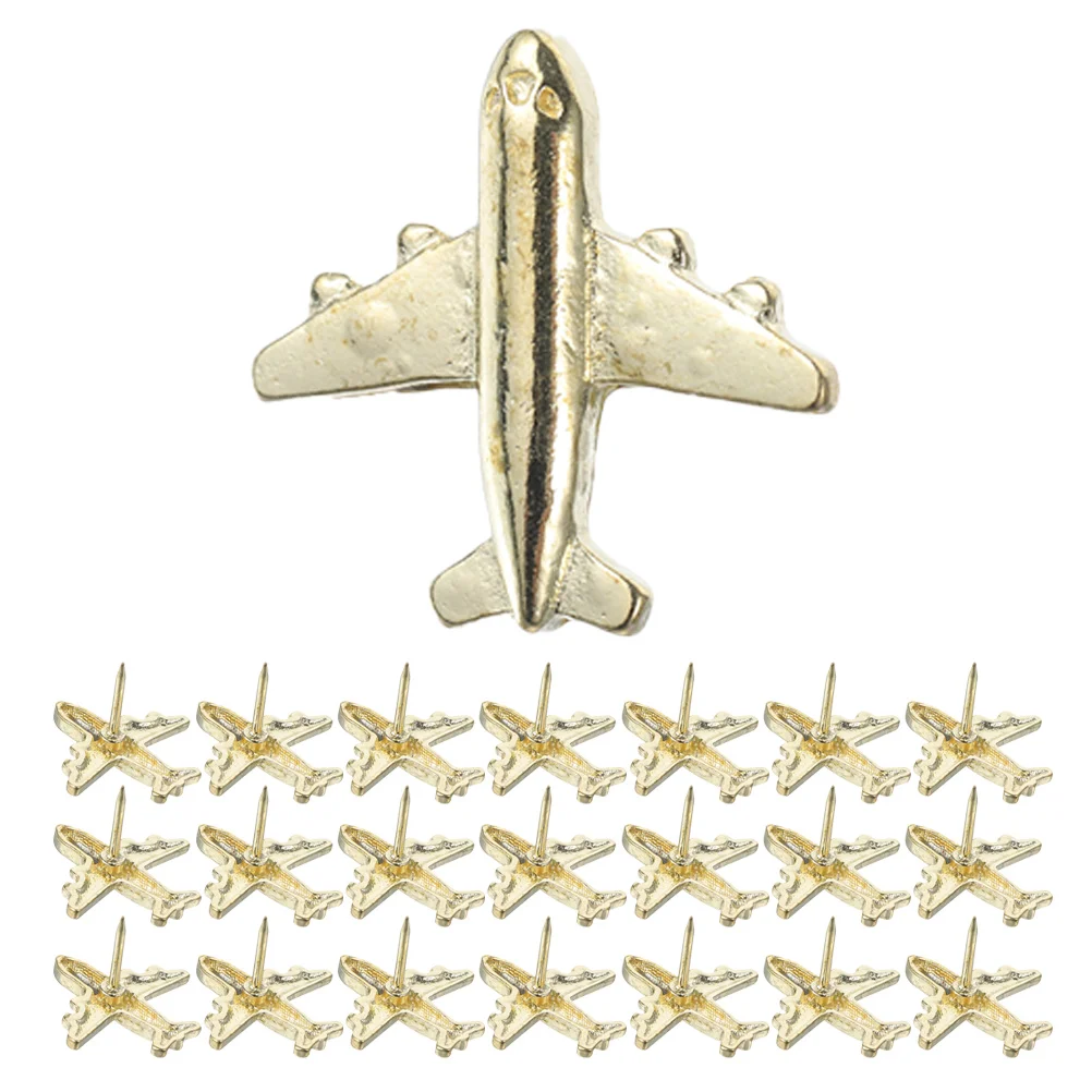 Heavy Duty Push Pins Sturdy Pushpins Metal Airplane Thumbtack Bulletin Board Small Tacks Golden