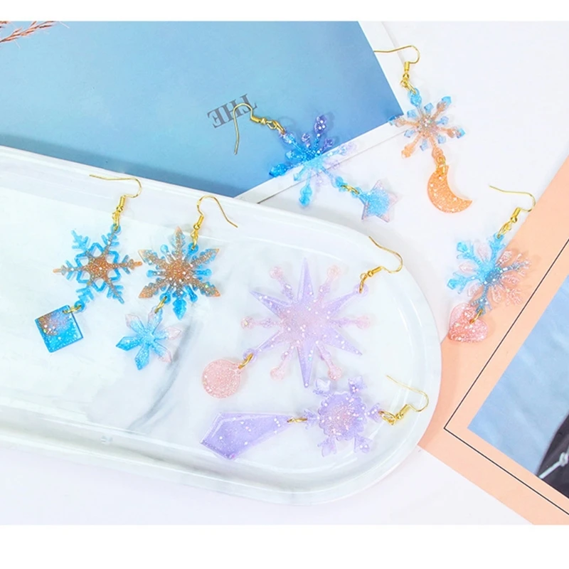 ندفة الثلج قالب من السيليكون عيد الميلاد الراتنج قالب DIYs المفاتيح قلادة حلية