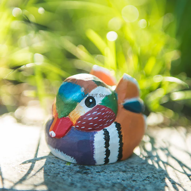 Hand-Carved Cute Solid Wood Little Bird Sculptures Chubby Birds & Mandarin Ducks,for Home Office Decor/Gift-givingChristmas Gift - Image 2