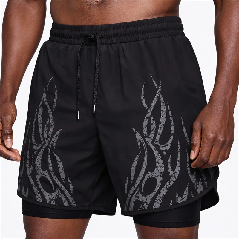 

Men's sporty casual shorts - double-layered for running, basketball, fitness, sweat-wicking and quick-drying shorts