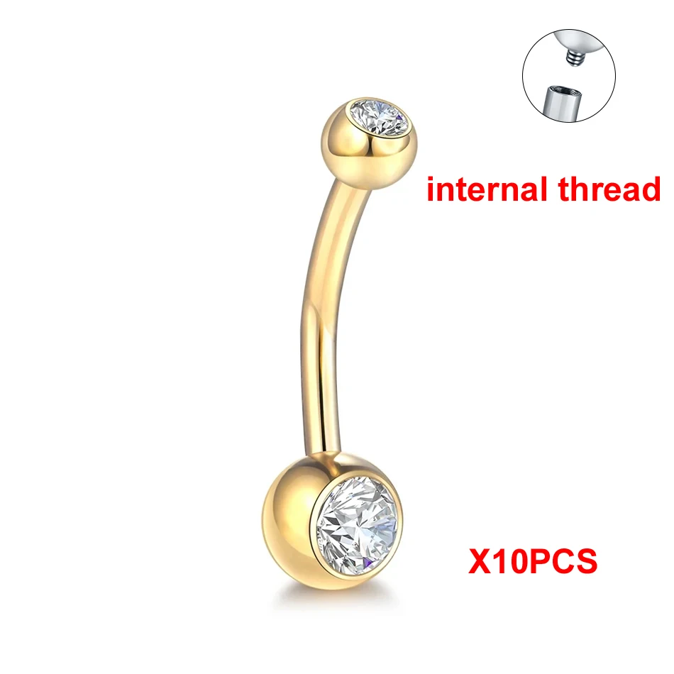 10 stks/partij G23 Titanium Navelpiercings Crystal Navel Barbell Ringen Buik Piercing Sieraden voor Sexy Vrouwen Navel Piercing 14G