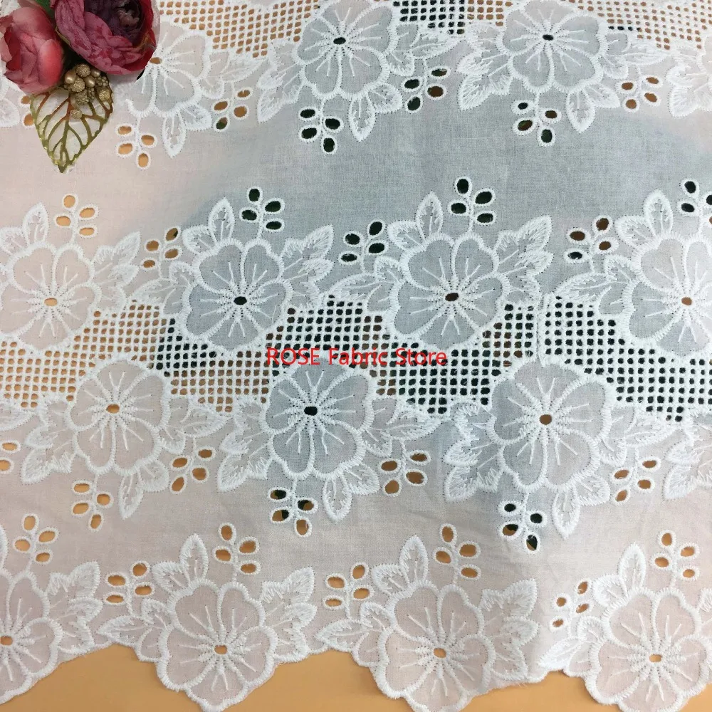 

Hollowed-out Embroidered Flower Cotton Fabric for Garment Sewing and Dressmaking By The Yard