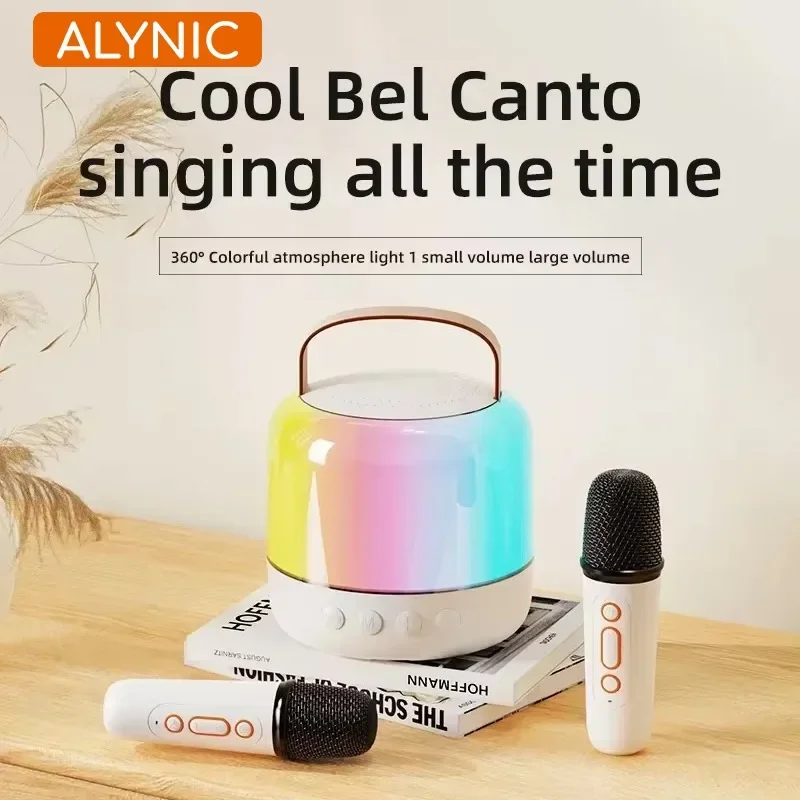 ALYNIC Karaoke Machine Portable Bluetooth 5.3 PA Speaker System Double Wireless Microphones Home Family Singing Children's Gifts