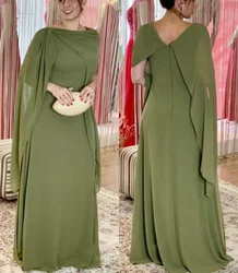 A line Sleeveless Floor Length High Neck Vestidos De Ocasión Formal Dresses Elegant Olive Green Mother Of the Bride Dress Long