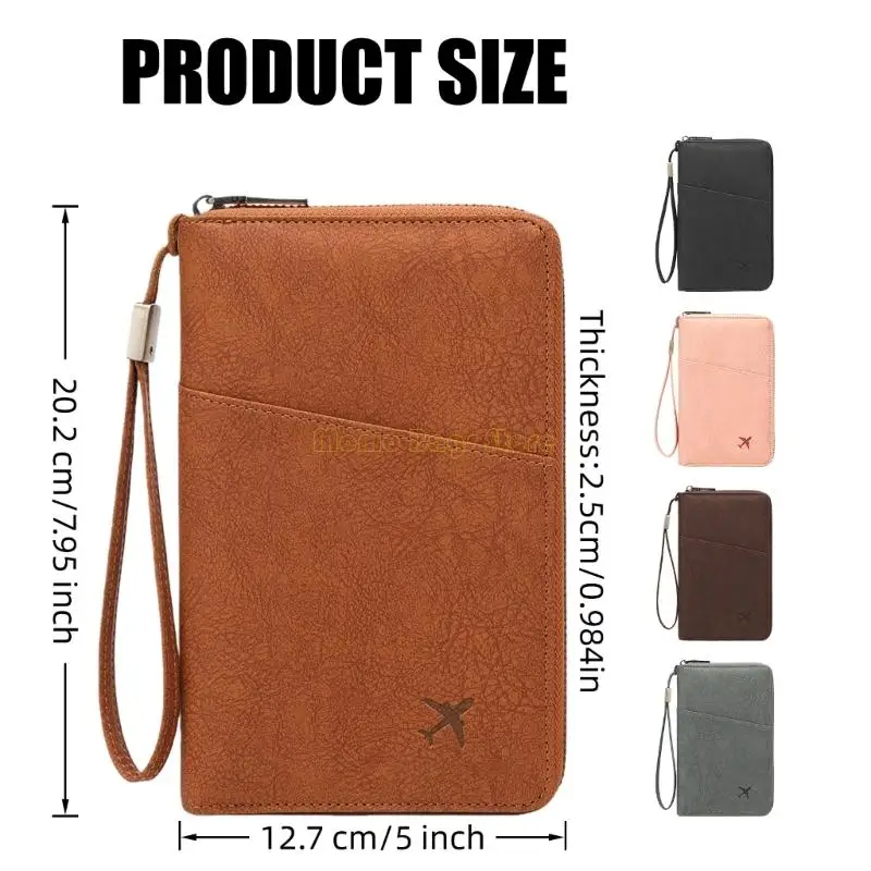 محفظة X90D PU لجواز السفر مع تخزين متعدد الطبقات وحامل بطاقات مانع للتنقل اليومي والمغامرات الخارجية #6