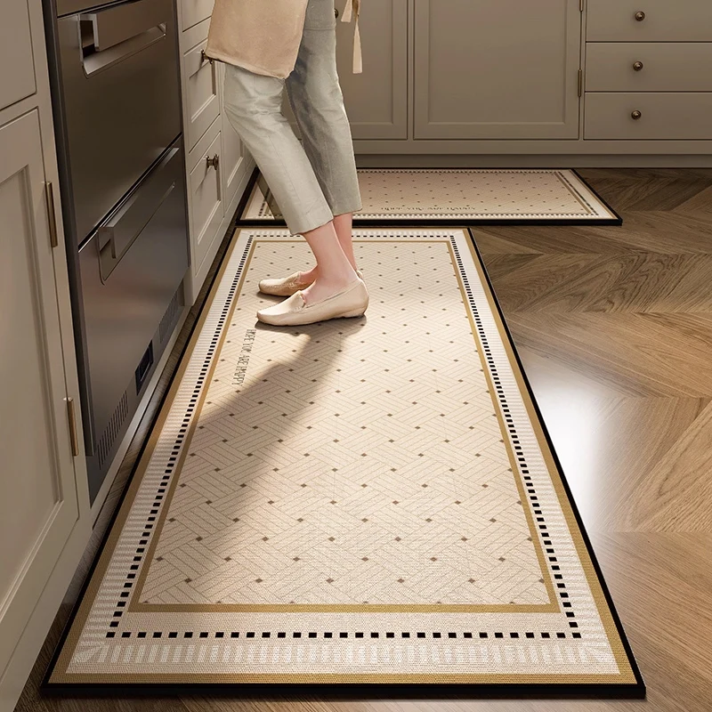 

Carpet for Kitchen Waterproof Floor Mat Large Size Pvc Leather Oil Proof Non-slip Foot Mats Minimalist Home Decoration Rug
