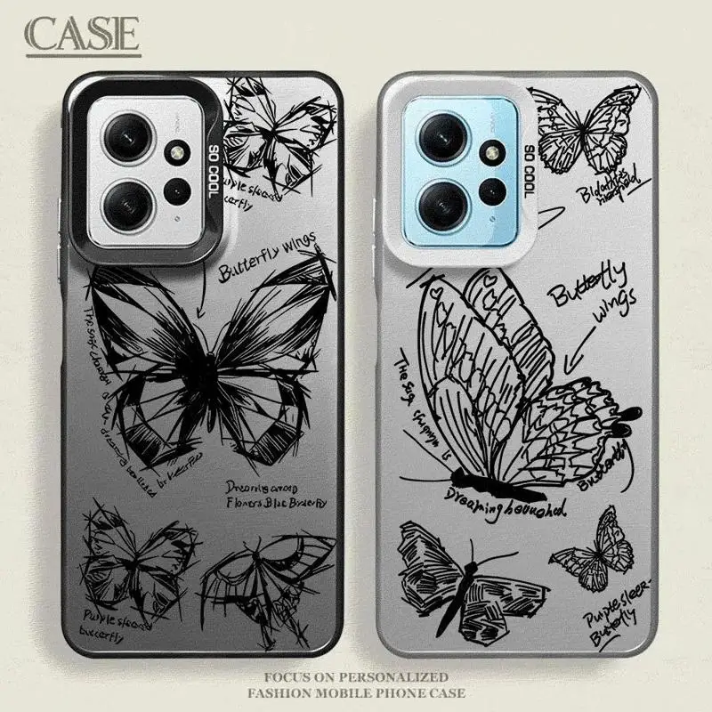 INS Retro Butterfly Case For Xiaoimi Poco X3 NFC X5 5G C50 C51 F4 F3 GT 11 12T 13T Pro Funda Back Phone Cover