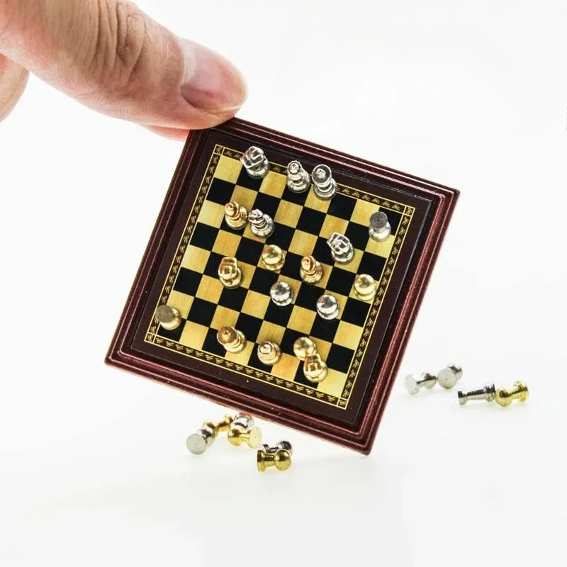 

Dollhouse Miniature Items Magnetic Chess Table Mini Fancy Toy Doll House Study Accessories Desktop Ornament Home Decoration Toys