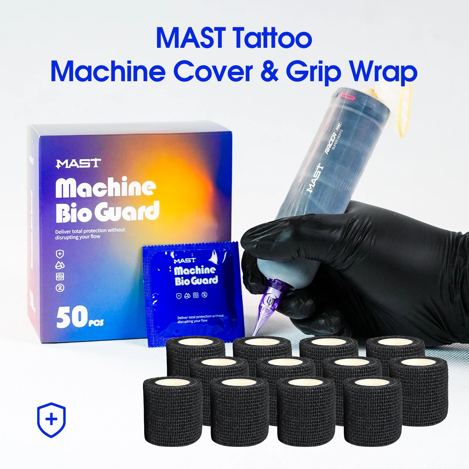

MAST Tattoo 50Pcs Disposable Tattoo Machine Covers 12Pcs Grip Wrap Hygienic Durable Safety for All Tattoo Pen Supplies