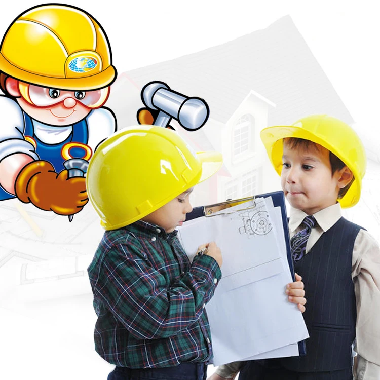 Sombrero de construcción de simulación para niños, juguetes de casa de juegos, gorra de plástico amarilla, disfraz de ingeniero, accesorios de vestir de ingeniería