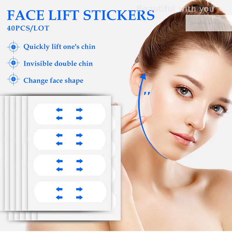 

40Pcs/10Sheets/Pack Waterproof V Face Makeup Adhesive Tape Invisible Breathable Lift Face Sticker Lifting Tighten Chin